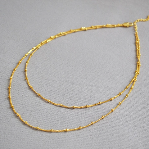 Elegante Collana a Doppio Strato in Ottone Placcato Oro 18K per Donna Gioielli Chic Minimalista a Strati Regalo