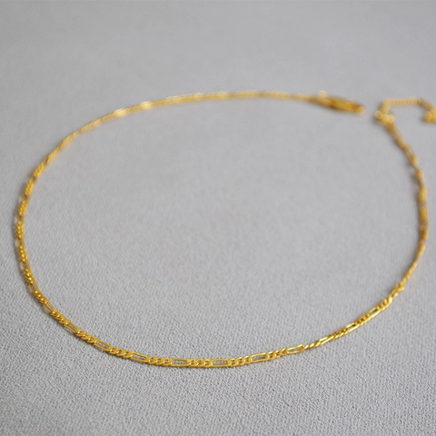 Collana a Catena Figaro in Ottone Oro Antico Retro per Donna Collana a Girocollo Minimalista Gioielli Quotidiani