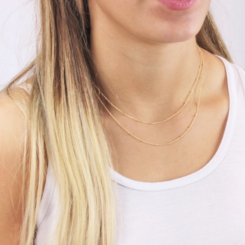 Elegante Collana a Doppio Strato in Ottone Placcato Oro 18K per Donna Gioielli Chic Minimalista a Strati Regalo