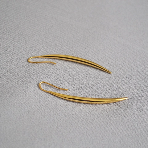 Minimalistische Messing Gold Silber Plattiert Lange Gebogene Mond Ohrringe Für Damen Punk Wolfszahn Form Hängende Ohrringe Schmuck