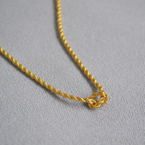 Minimalist Copper Twisted Rope Chain Necklace For Women Gold Plated Knot Design Fashion Elegant Jewelry Daily Wear Accessory