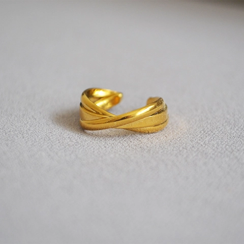 Elegante Messing Vergulde Drievoudige Ring Kruis Gewikkelde Open Ring Minimalistisch Verstelbare Dames Sieraden