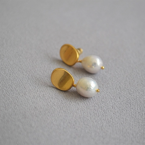 Retro Baroque Freshwater Pearl Drop Earrings With 925 Sterling Silver Earring Post Brass Gold Plated Women Fashion Jewelry