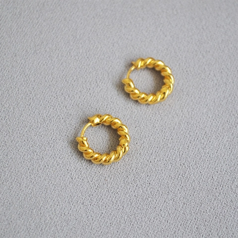 Orecchini a Cerchio Intrecciati in Ottone Minimalisti per Donna Placcati Oro Argento Fibbia per Orecchio Geometrica Gioielli di Moda