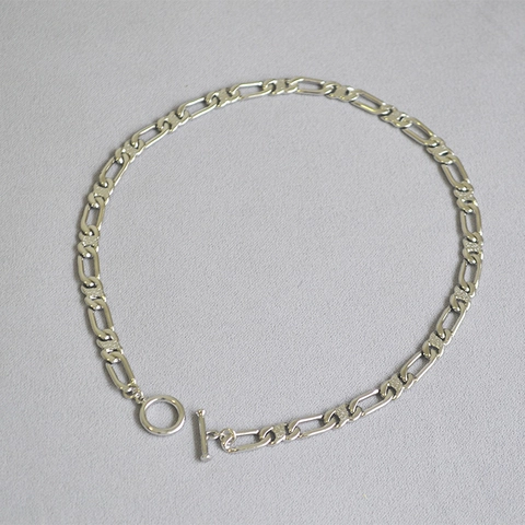 Messing Platiniert Figaro Schmuckset Minimalistisch OT Knebelverschluss Triomphe Gliederkette Halskette Armband Ohrringe Damen