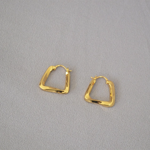 Orecchini a Cerchio Minimalisti Geometrici a Triangolo Intrecciati da Donna Ottone Galvanizzato Placcato Oro 18K Argento Accessori Gioielli
