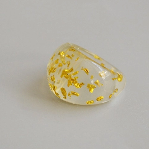 Minimalistischer Transparenter Acrylharz-Ring Mit Goldfolien-Flocken Für Damen Einfacher Mode-Finger-Schmuck-Ring Geschenk