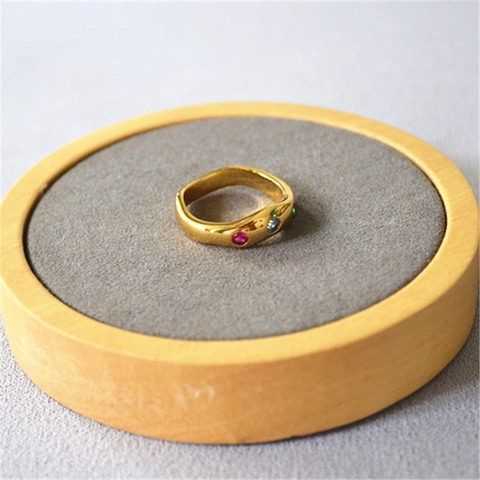 Niche Design Irregular Wavy Copper Ring For Women Gold Plated Multicolor Zirconia Exotic Style INS Fashion Finger Ring