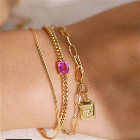 Bracciale in Ottone Minimalista Ultra Sottile a Catena di Serpente Placcato Oro Argento Sfaccettato Gioiello Sovrapponibile Donna
