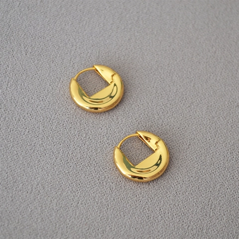 Französisch Minimalistisch Poliert Messing 18K Vergoldet Kreisförmig Creolen Für Damen Vintage Chic Geometrisch Ohrschmuck