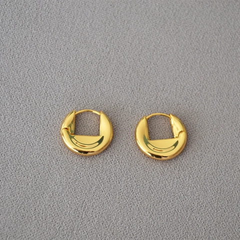 Französisch Minimalistisch Poliert Messing 18K Vergoldet Kreisförmig Creolen Für Damen Vintage Chic Geometrisch Ohrschmuck