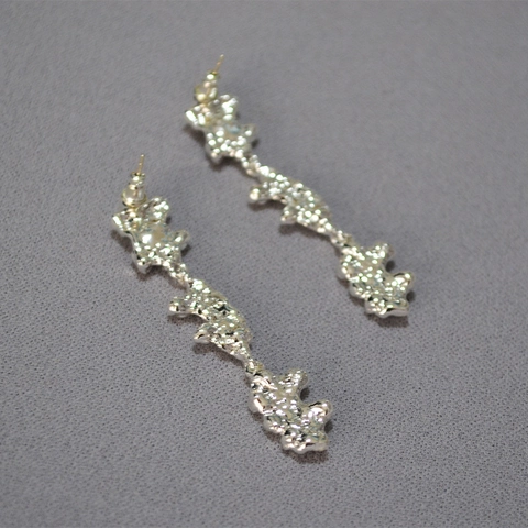 Niche Design Liquid Metal Lava Texture Long Stud Earrings For Women With 925 Sterling Silver Earring Post Brass Jewelry