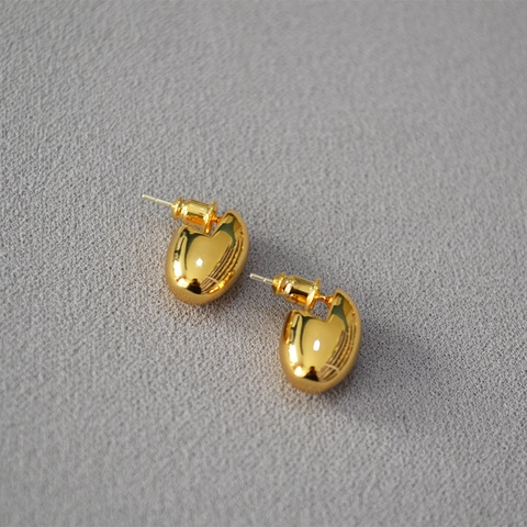 Minimalist Brass Gold Plated Egg Shaped Bean Stud Earrings With 925 Sterling Silver Post For Women Fashion Jewelry