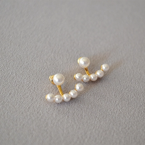 Elegantes Pendientes Desmontables de Perlas en Forma de Abanico Para Mujer Poste de Plata de Ley 925 Latón Chapado en Oro Perla Artificial