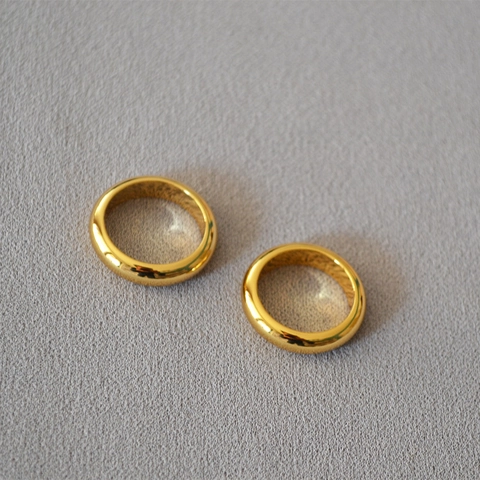 Minimalistischer Kupfer Fingerring Französischer Chic Poliertes Kuppelband Vergoldet Geometrisch Glatt Rund Ring Damen Alltagsschmuck