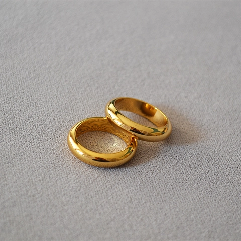 Minimalistischer Kupfer Fingerring Französischer Chic Poliertes Kuppelband Vergoldet Geometrisch Glatt Rund Ring Damen Alltagsschmuck