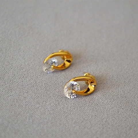 Elegante Kupfer Zirkonia Ohrstecker Mit 925 Sterlingsilber Ohrstecker-Stift Gold Platin Überzug Geometrische Damen Schmuck