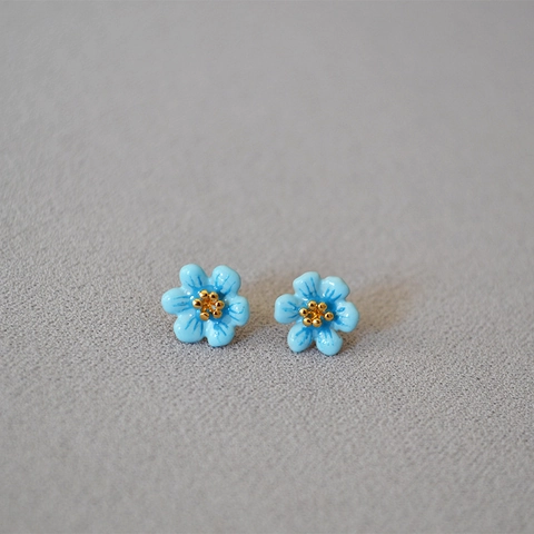 Pendientes de Botón Camelia de Esmalte Hechos a Mano Con Poste de Plata de Ley 925 Joyería de Cobre para Mujer