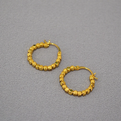 Orecchini a Cerchio con Perline Geometriche Minimalisti per Donna Rame Ottone Placcato Oro Argento Orecchini Rotondi