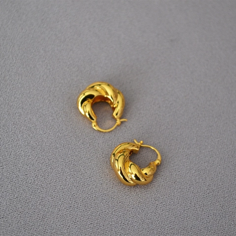 Exquisitos Pendientes de Aro Retorcidos de Latón Chapado en Oro para Mujer Estilo Croissant Vintage en Espiral Joyería