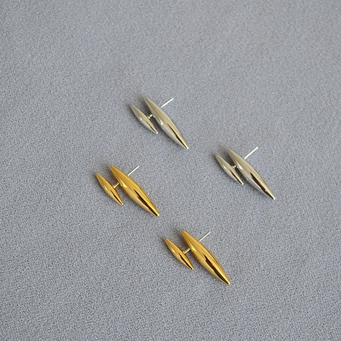 Minimalist Geometric Spindle Rivet Stud Earrings With 925 Sterling Silver Earring Post Gold Silver Plated Brass Jewelry Women
