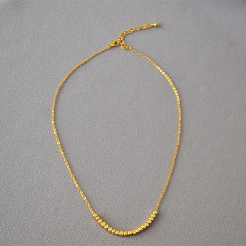 Collana in Ottone Minimalista Con Perle Quadrate Placcate Oro 18K Catena a Clavicola Geometrica Per Gioielli Donna Regalo