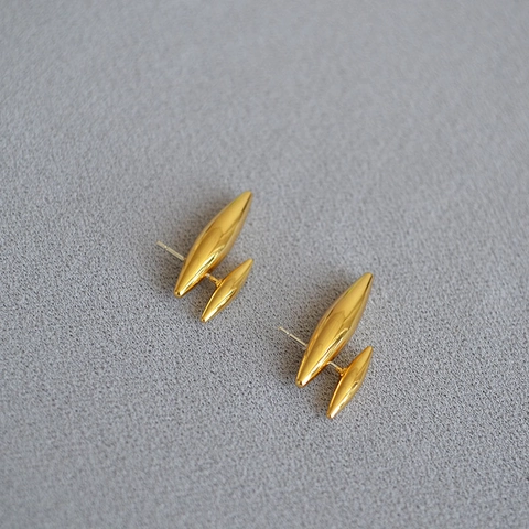 Minimalist Geometric Spindle Rivet Stud Earrings With 925 Sterling Silver Earring Post Gold Silver Plated Brass Jewelry Women