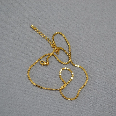 Collana Girocollo Minimalista in Ottone Placcato Oro Con Piccole Paillettes Rotonde Per Donna Catena Sottile Geometrica Gioielli