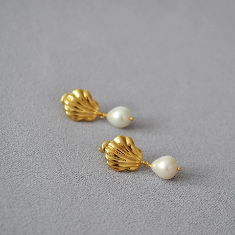 Zoetwaterparel Schelp Oorknopjes Met 925 Sterling Zilver Stift Koper Verguld Vintage Niche Sieraden Voor Vrouwen