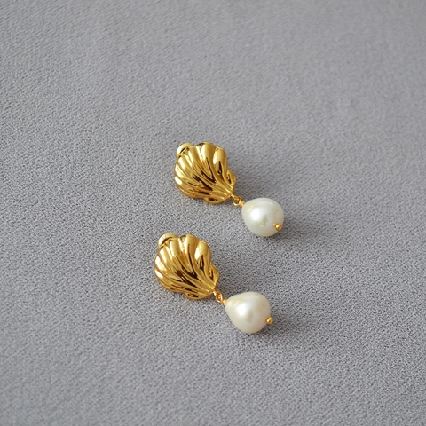 Zoetwaterparel Schelp Oorknopjes Met 925 Sterling Zilver Stift Koper Verguld Vintage Niche Sieraden Voor Vrouwen