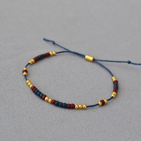 Handgewebtes Buntes Saatperlen Armband Vergoldete Messingperlen Verstellbares Minimalistisches Boho-Schnurarmband Für Damen Schmuck Geschenk