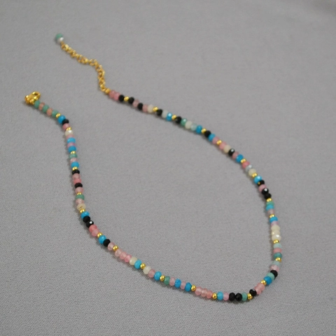 Bohemian Natural Stone Beaded Necklace Colorful Handmade Stacked Clavicle Chain Minimalist Summer Jewelry For Women