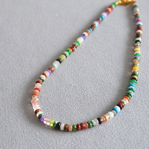 Collana e Bracciale in Agata Multicolore Bohemienne Gioielli in Pietra Naturale Fatti a Mano per Donna Accessorio Vacanza