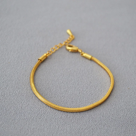 Bracciale a Catena a Serpente Quadrata in Ottone Placcato Oro Argento Minimalista per Donna Design di Nicchia Retrò Elegante Gioielli