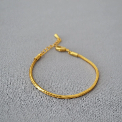 Bracciale a Catena a Serpente Quadrata in Ottone Placcato Oro Argento Minimalista per Donna Design di Nicchia Retrò Elegante Gioielli