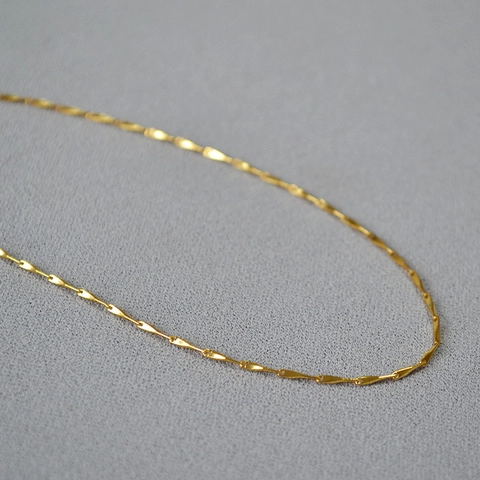 Collar de Cadena Sencilla de Cobre Bañado en Oro Estilo Francés para Mujer Gargantilla de Cadena Fina Brillante Joyería de Moda