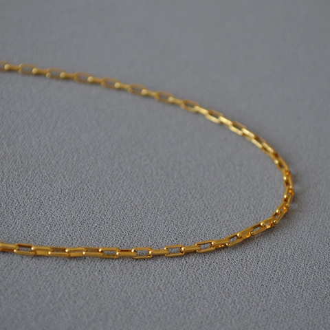 Vintage Brass Paperclip Chain Necklace Minimalist Electroplated Gold Silver Choker For Women Stacking Jewelry Gift