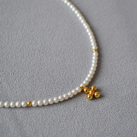French Elegant Artificial Pearl Cross Pendant Necklace For Women Gold Plated Minimalist Choker Necklace Clavicle Chain Jewelry