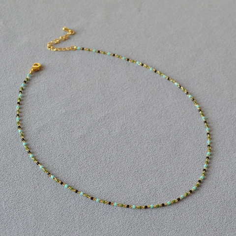 Vintage Handgefertigte Perlen Halskette Damen Mehrfarbig Glasperlen Vergoldete Kette Verstellbar Ästhetischer Schmuck Geschenk