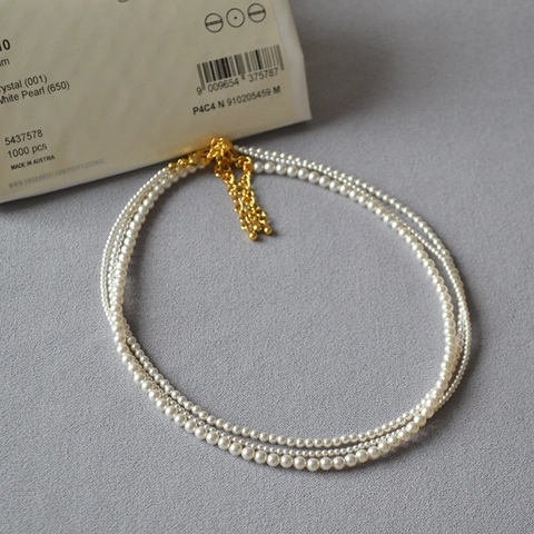 Elegante Französische Stil Hochglanz Künstliche Perle Halskette Für Damen Minimalistische Handgewebte Runde Perlen Choker Schlüsselbeinkette Schmuck
