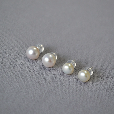 French Elegant Women Freshwater Pearl Stud Earrings With 925 Sterling Silver Earring Post Simple Fashion Jewelry For Lady