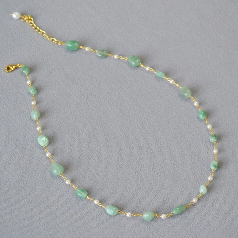 Collana di Perline in Pietra Naturale e Perla Artificiale Fatta a Mano per Donna Gioielli Choker in Lega Estetica Vintage