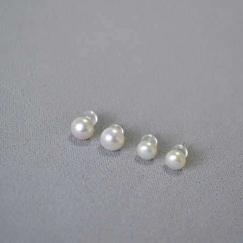 French Elegant Women Freshwater Pearl Stud Earrings With 925 Sterling Silver Earring Post Simple Fashion Jewelry For Lady