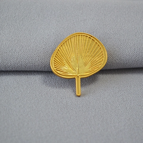 Broche de Latón Vintage Chapado en Oro con Forma de Abanico Minimalista Japonés Elegante Pin de Abanico Pequeño Joyería Mujer Vestido