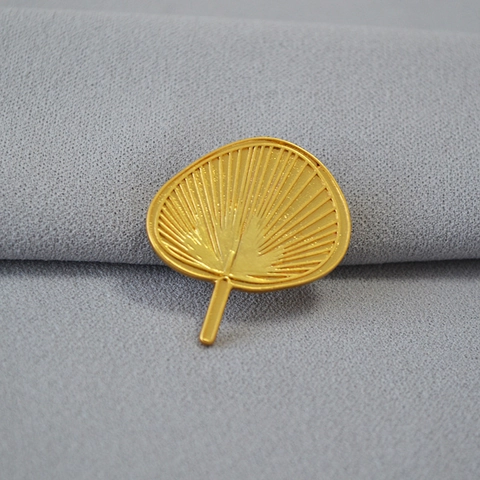 Broche de Latón Vintage Chapado en Oro con Forma de Abanico Minimalista Japonés Elegante Pin de Abanico Pequeño Joyería Mujer Vestido