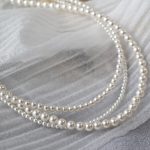 Elegante Französische Stil Hochglanz Künstliche Perle Halskette Für Damen Minimalistische Handgewebte Runde Perlen Choker Schlüsselbeinkette Schmuck