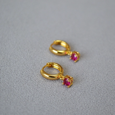 Exquisite Mini Kupfer Creolen Mit Bunten Runden Zirkonia Anhänger Minimalistische Geometrische Ohrstecker Für Damen Mode Schmuck