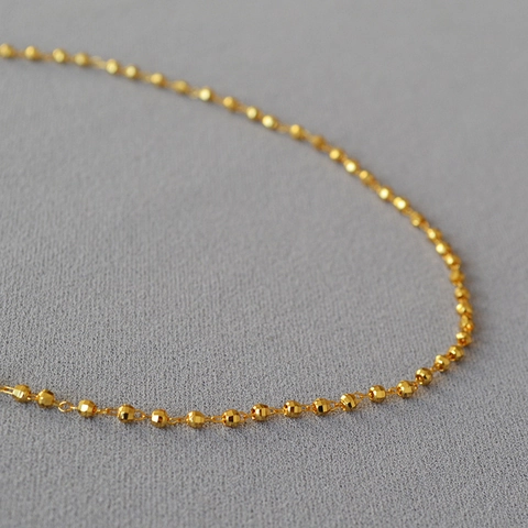 Minimalist Brass Gold Plated Faceted Soccer Ball Bead Choker Necklace Women Personalized Fashion Clavicle Chain Jewelry