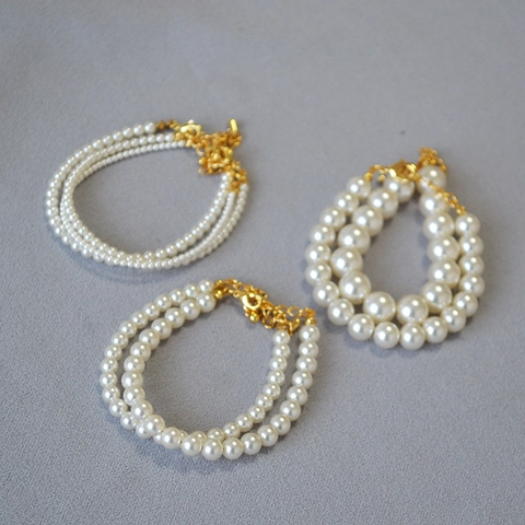 Bracciale Elegante Francese Con Perle Artificiali Per Donna Lega Placcata Oro Regolabile Catena Di Perle Gioielli Regalo