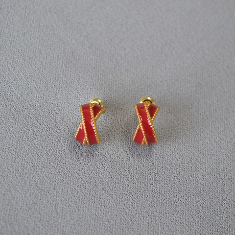 Orecchini a Bottone a Croce in Smalto Vintage per Donna Stile Coreano Ottone Placcato Oro Bordo Perline Oro Perno in Argento 925